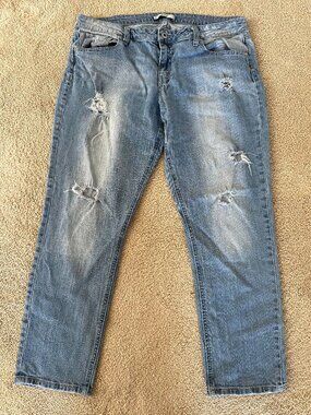 Dex distressed faded straight leg relaxed fit Jeans women's Sz 32 Great shape